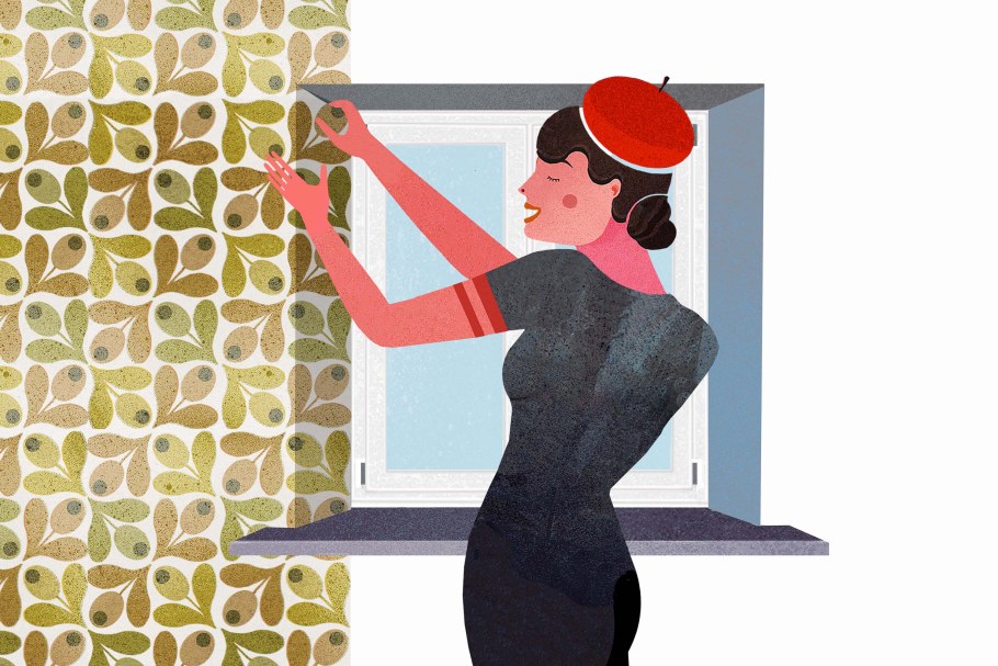 Поклейка обоев иллюстрация