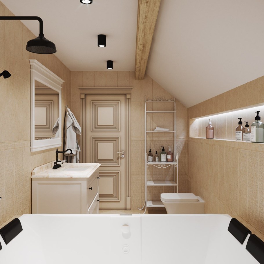 Ванная комната на мансардном этаже без окон