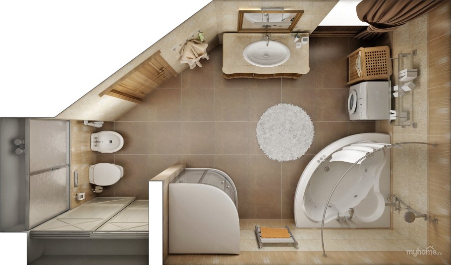 Ванная комната вид сверху