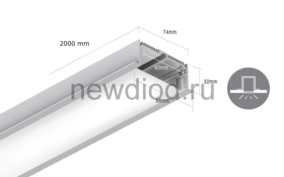 Встраиваемый алюминиевый профиль le.4932 (2.5м) SWG