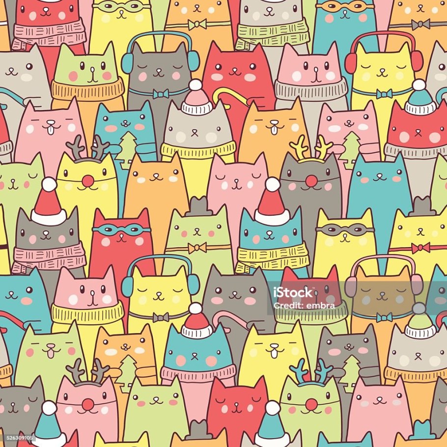 Новогодний паттерн кошки