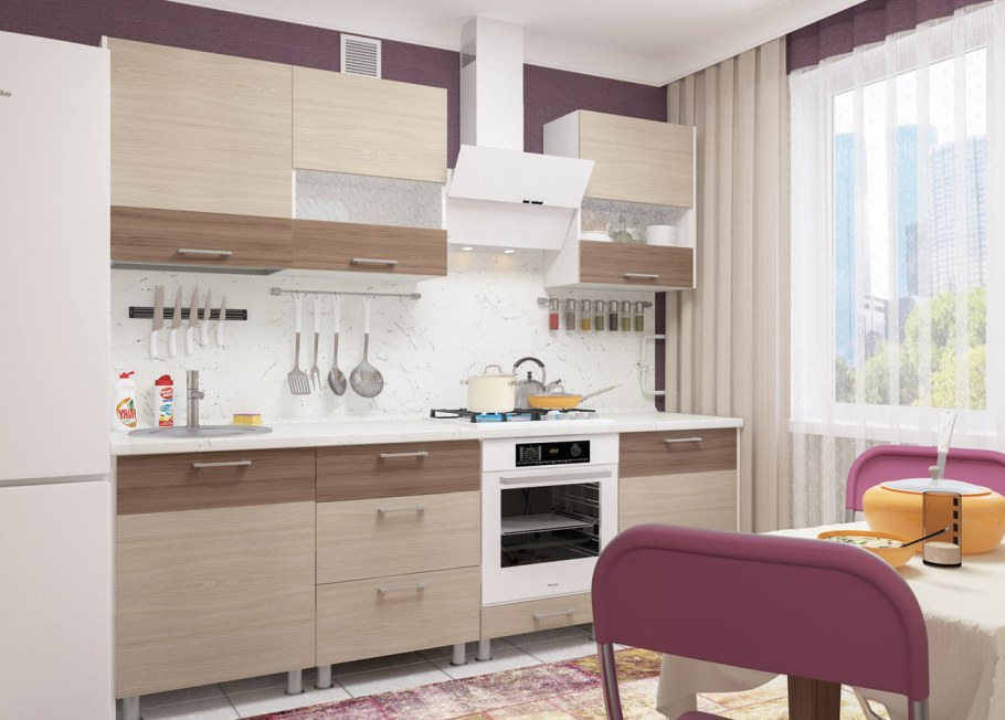 Кухня 2,4м "Айсбери" белый/сонома