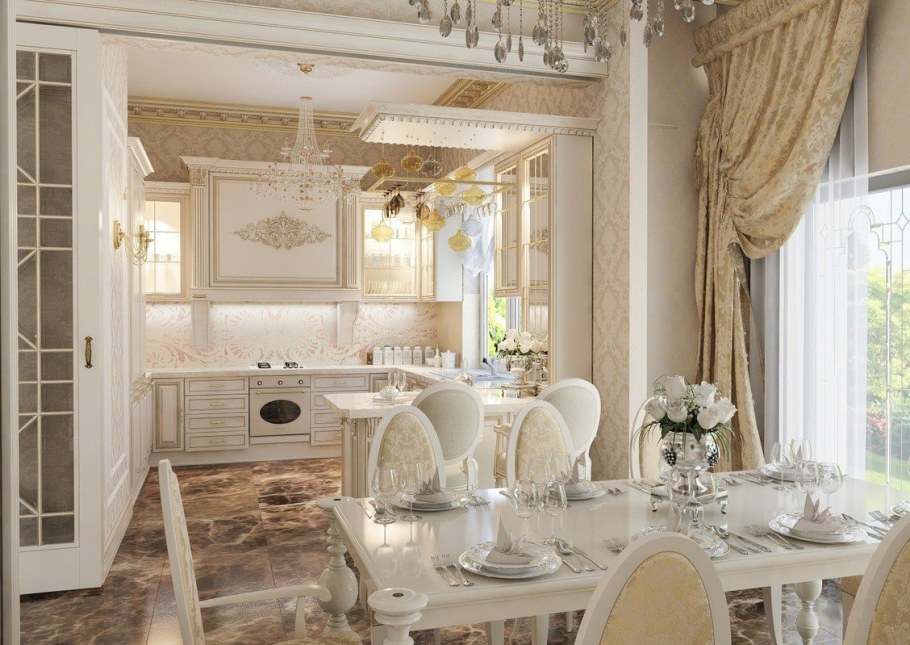 Кухня-столовая-гостиная Прованс