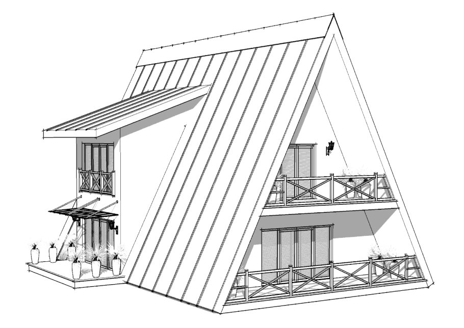 Дом шалаш a-frame планировка