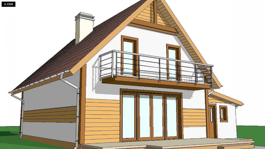 Двухскатная крыша с балконом