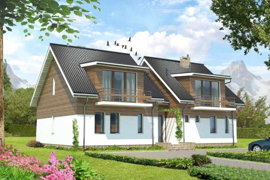 Мансардный дом с балконом