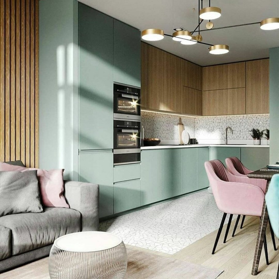 Кухня гостиная икеа 20м