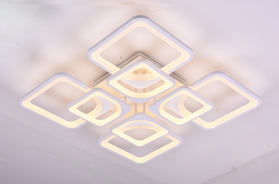 Люстра с диммером и ПДУ илль MS 1027 led 87вт 3000-6000к белый ac180-220в 840х840х110