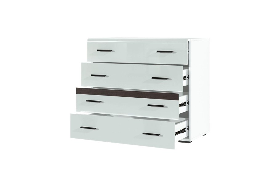Модульная система "Соло" комод 4 ящика белый/белый глянец/венге