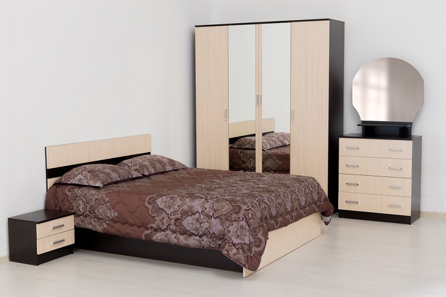 Спальня ЦРК.НК.05 Ника-5 кровать н-10 с ПМ 1.6 2.0 венге/беленый дуб