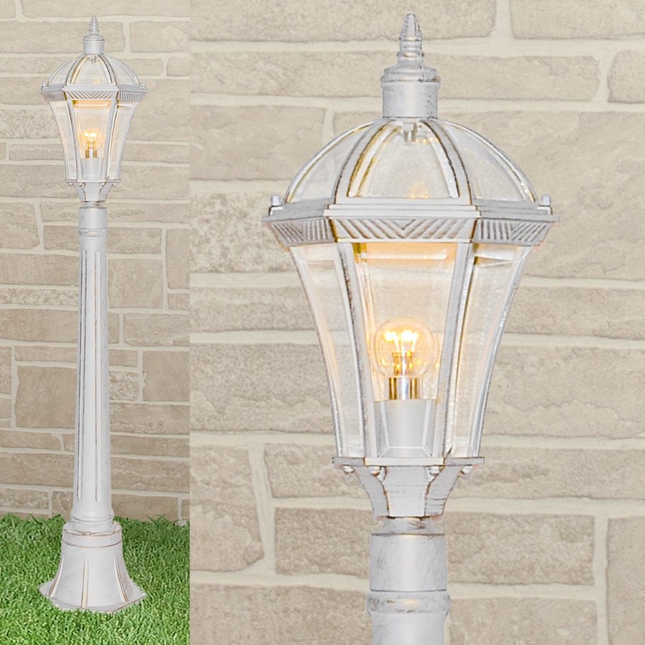 Светильник уличный Capella f е27 1х60вт, белое золото ( 205х205х1120 мм)