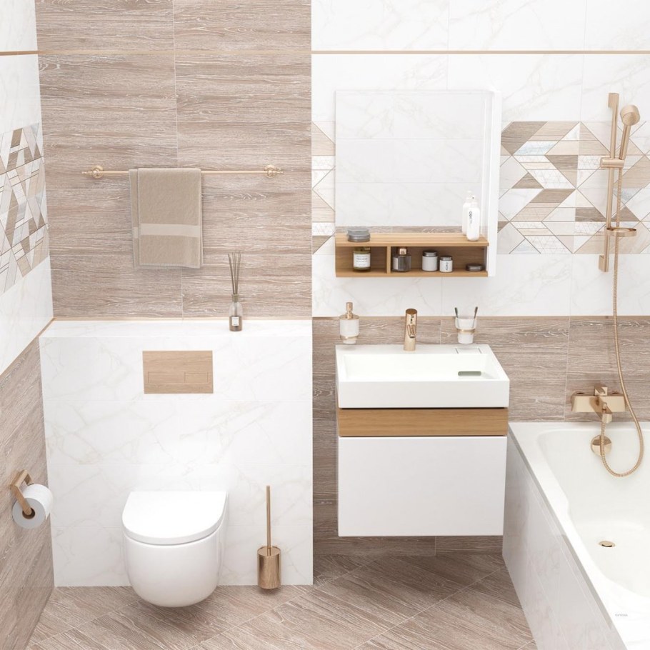 Туалет бело деревянный