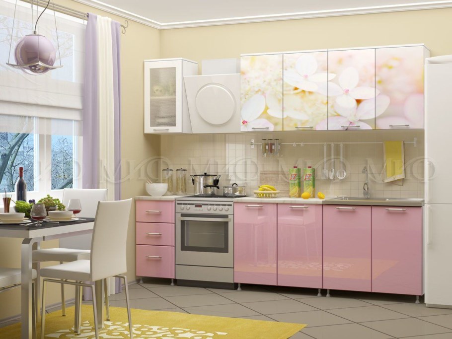 Кухня с фотопечатью вишня 1,7м миф