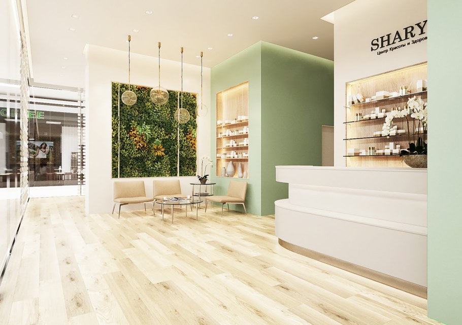 Интерьер парикмахерской в эко стиле