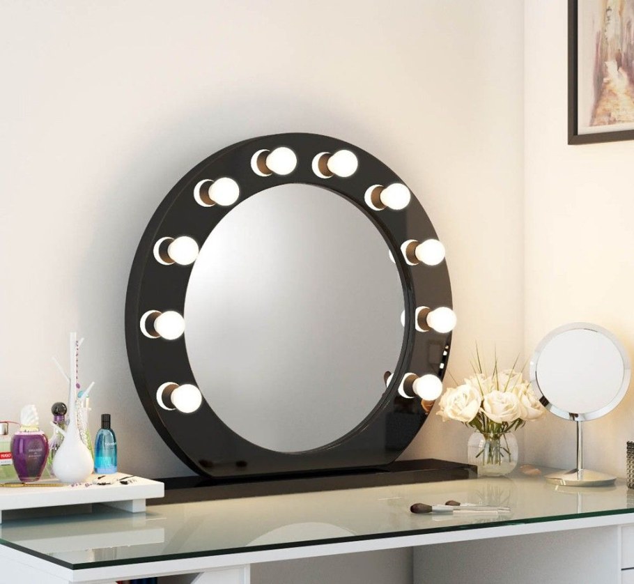 Круглое зеркало с лампочками