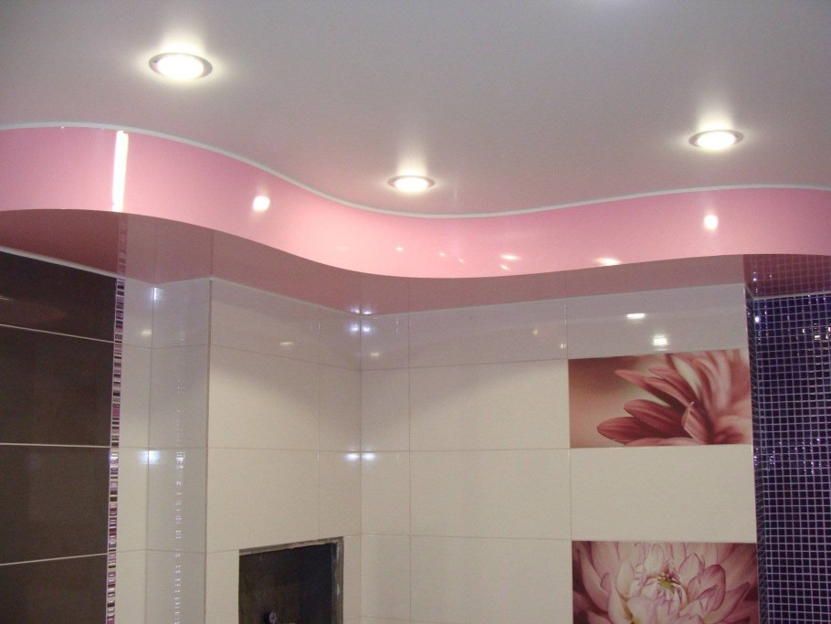 Двухуровневые натяжные потолки волна