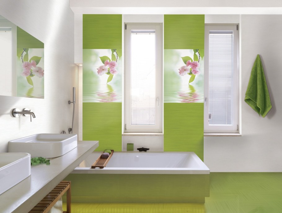 Ванная комната в салатовом цвете