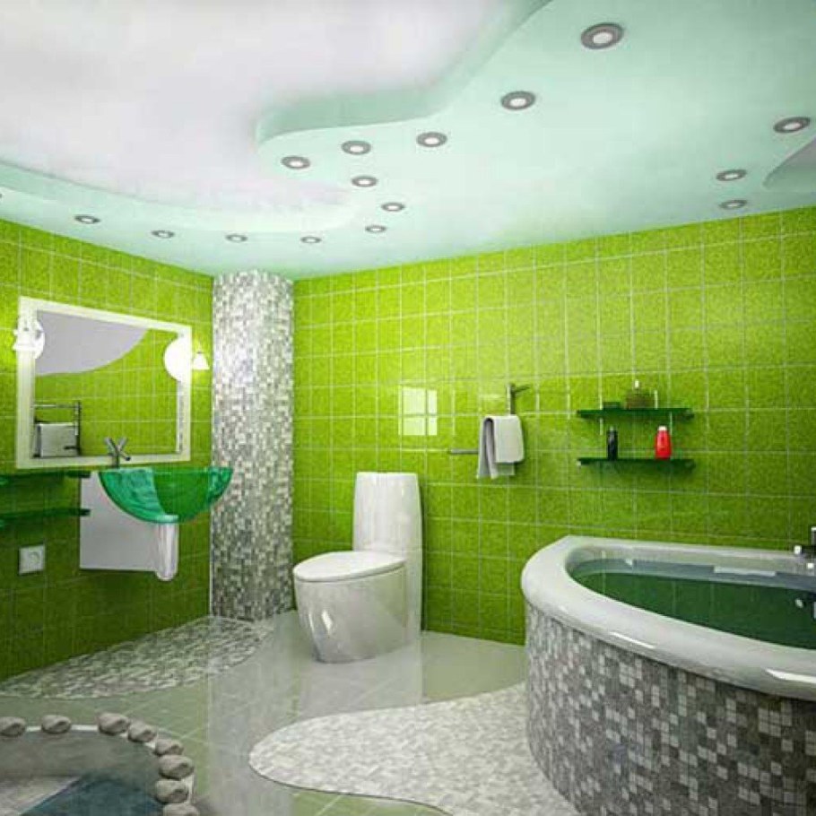 Ванная в салатовом цвете