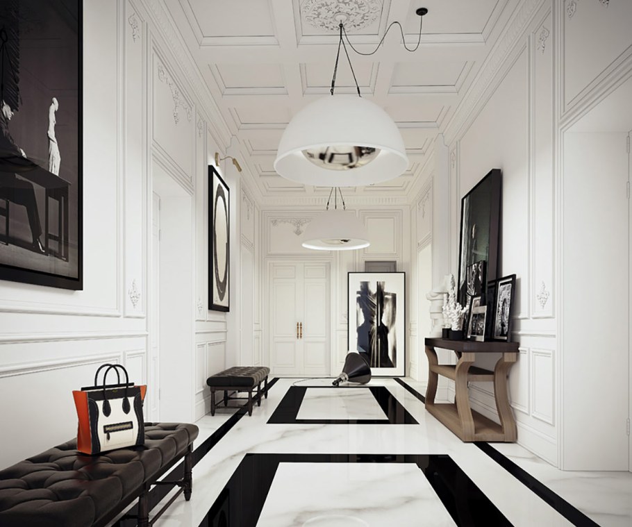 Черно белый интерьер