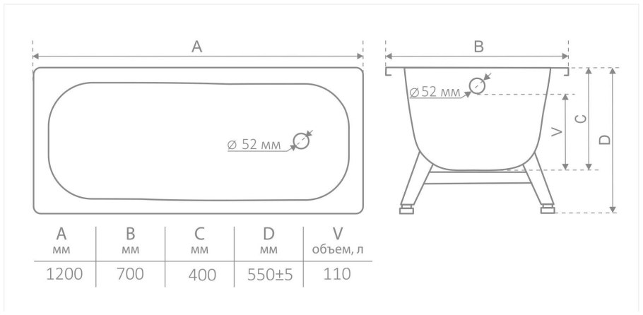 Ванна стальная Donna Vanna 120х70х40
