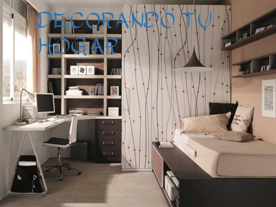 Современная бежевая комната для подростка