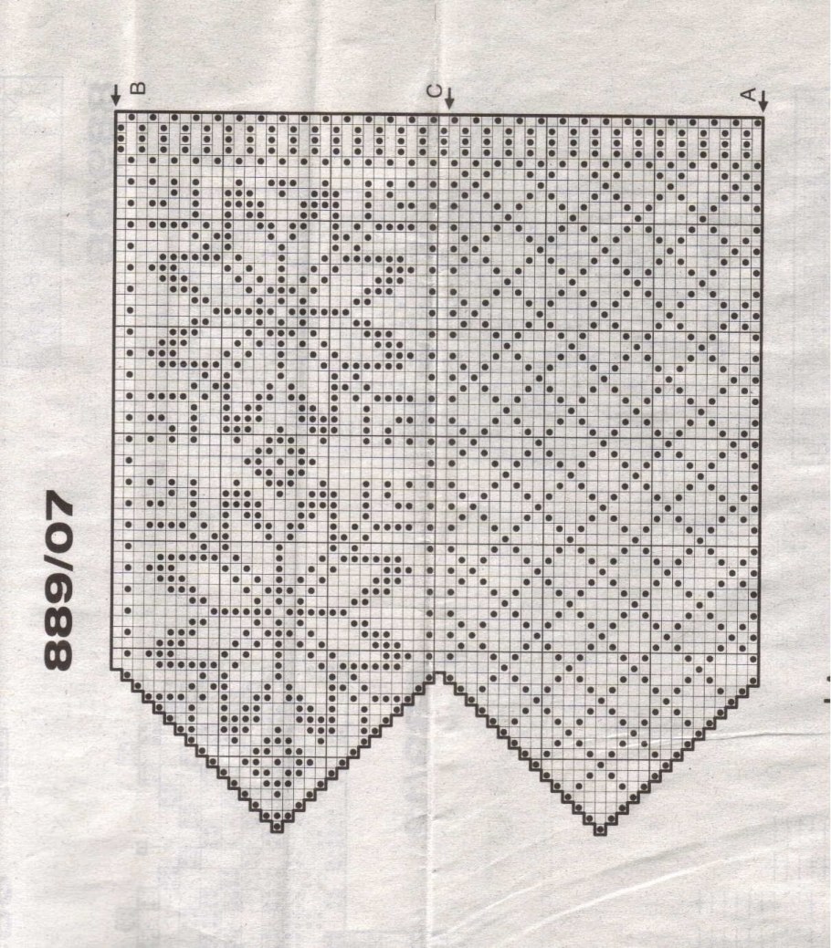 Штора короткая крючком филейное