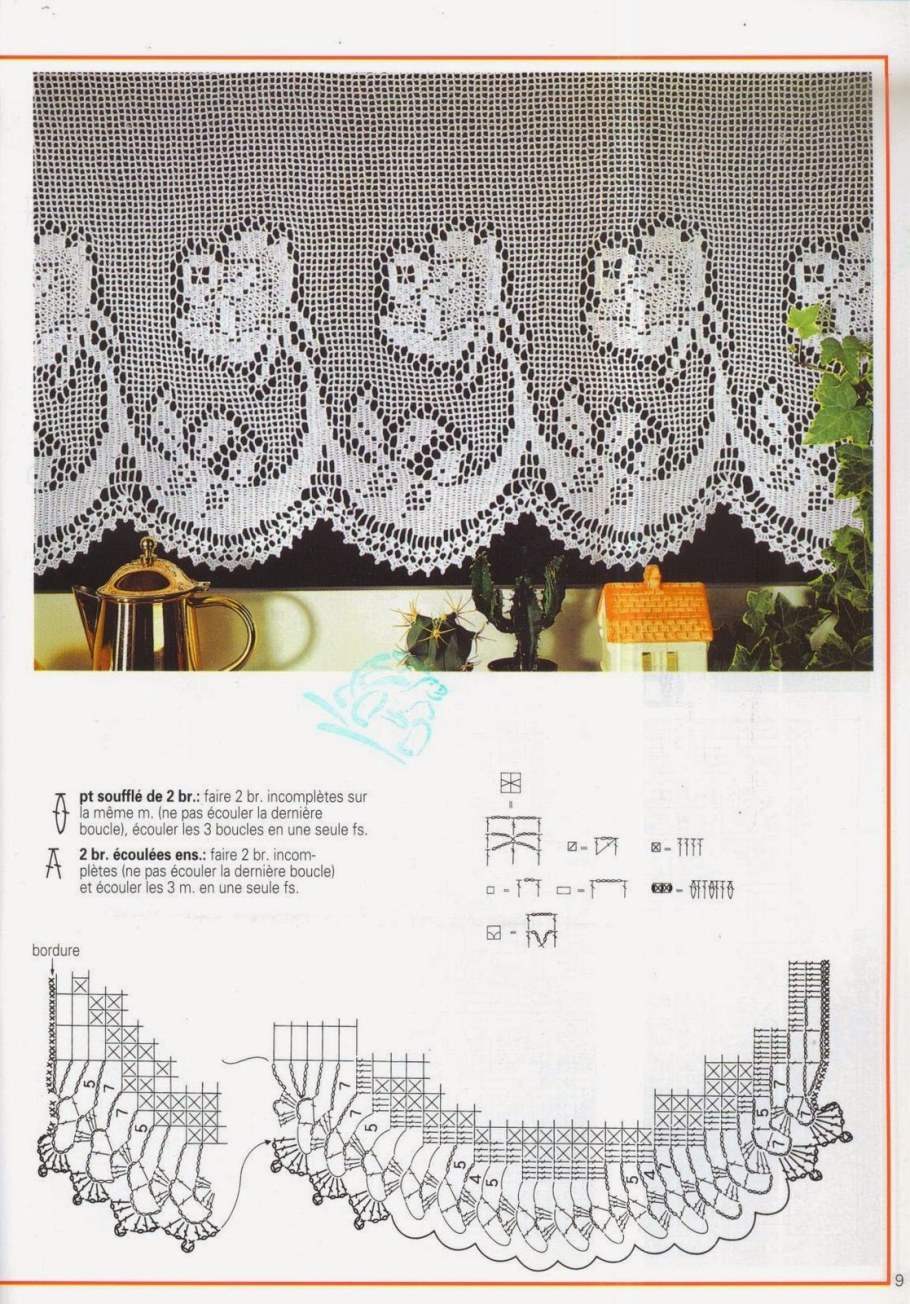 Вязаные занавески крючком со схемами