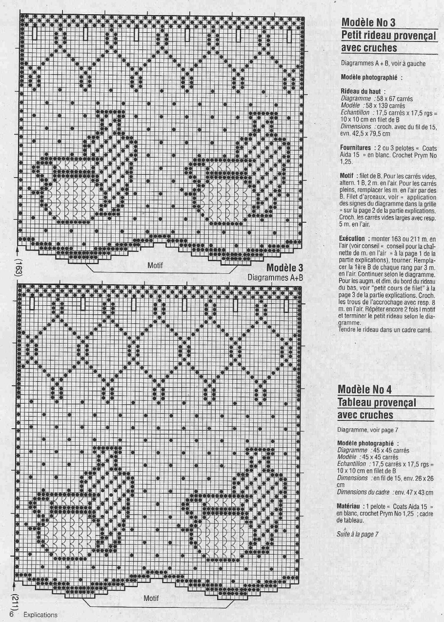 Вязаные занавески крючком со схемами