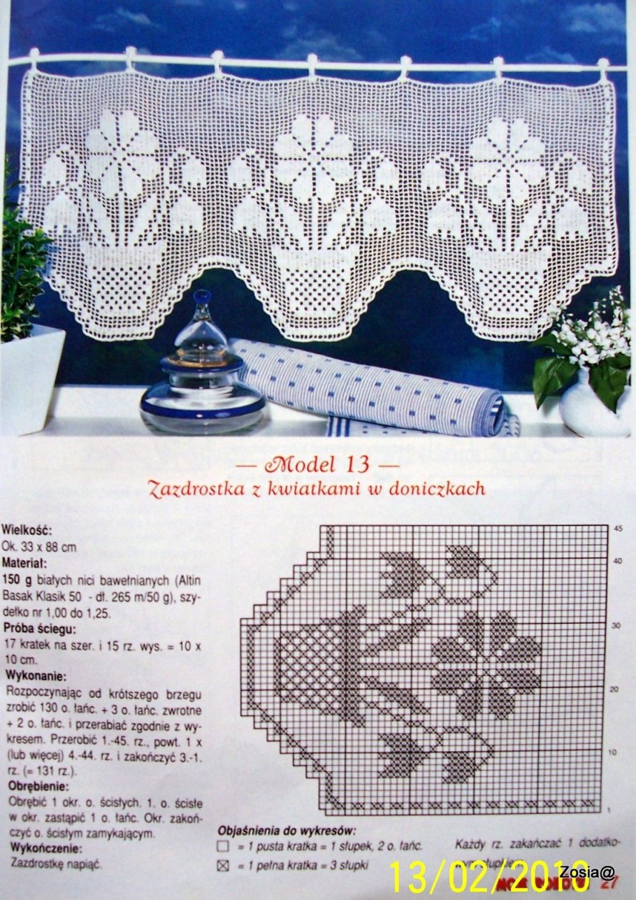 Штора крючком для кухни филейное вязание