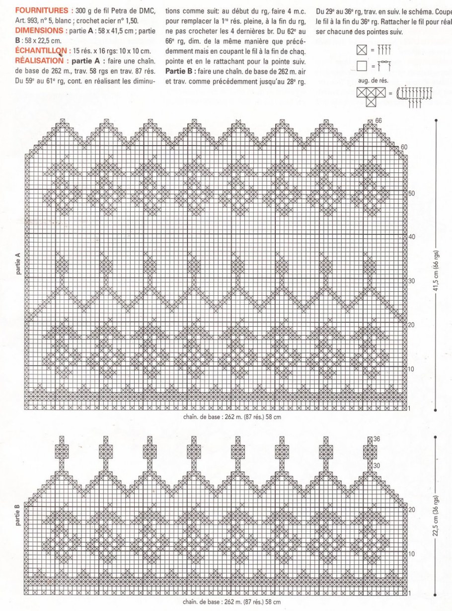 Филейная штора на кухню крючком схема
