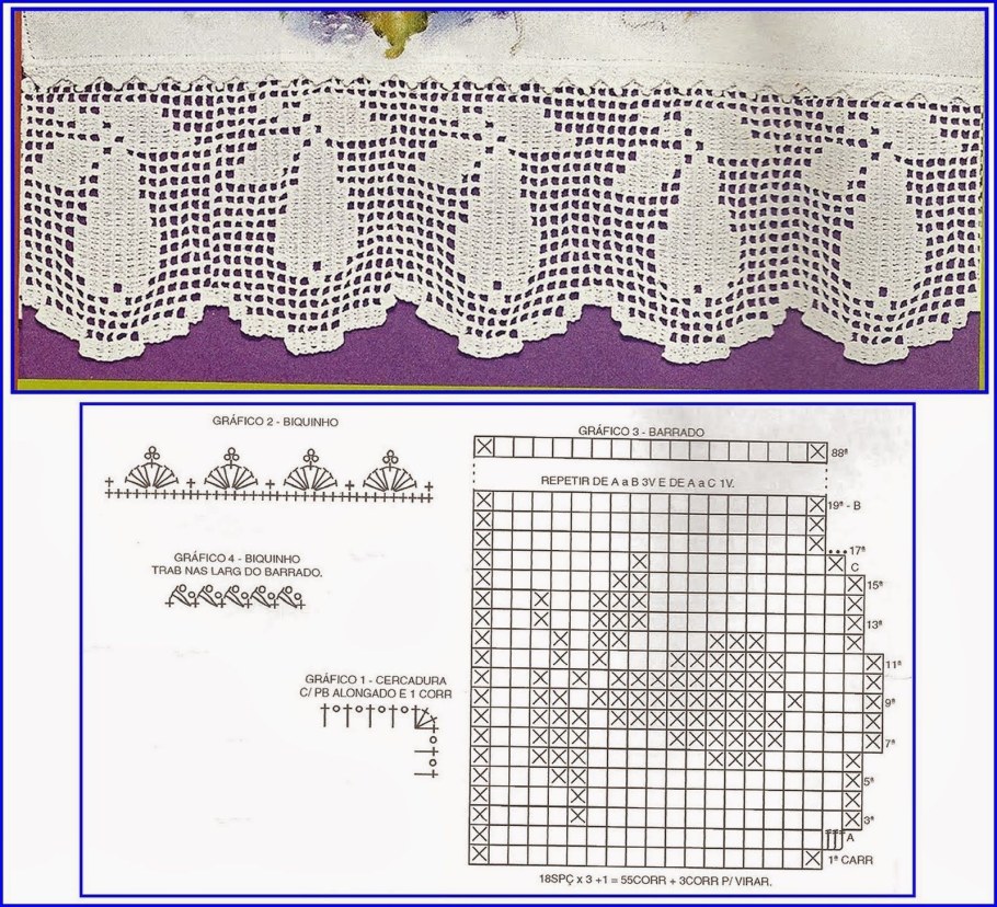 Ламбрекены для штор крючком схемы