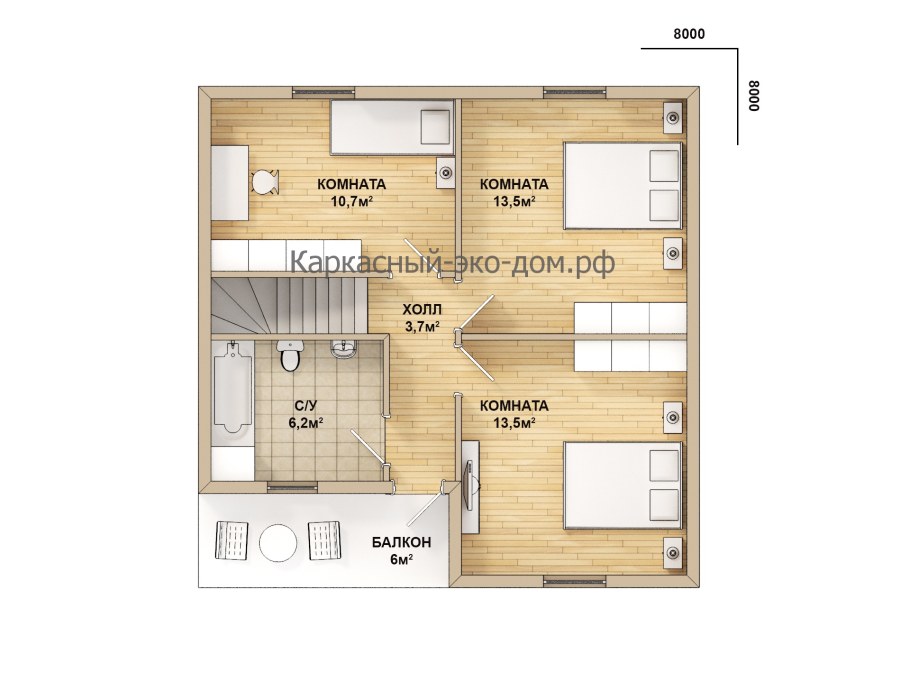 Каркасный дом 6х6 одноэтажный