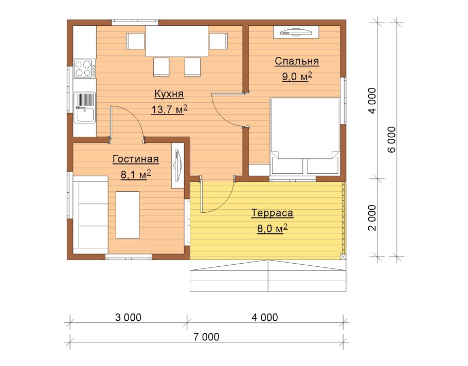 Дачный домик планировка 6х6 1 этаж