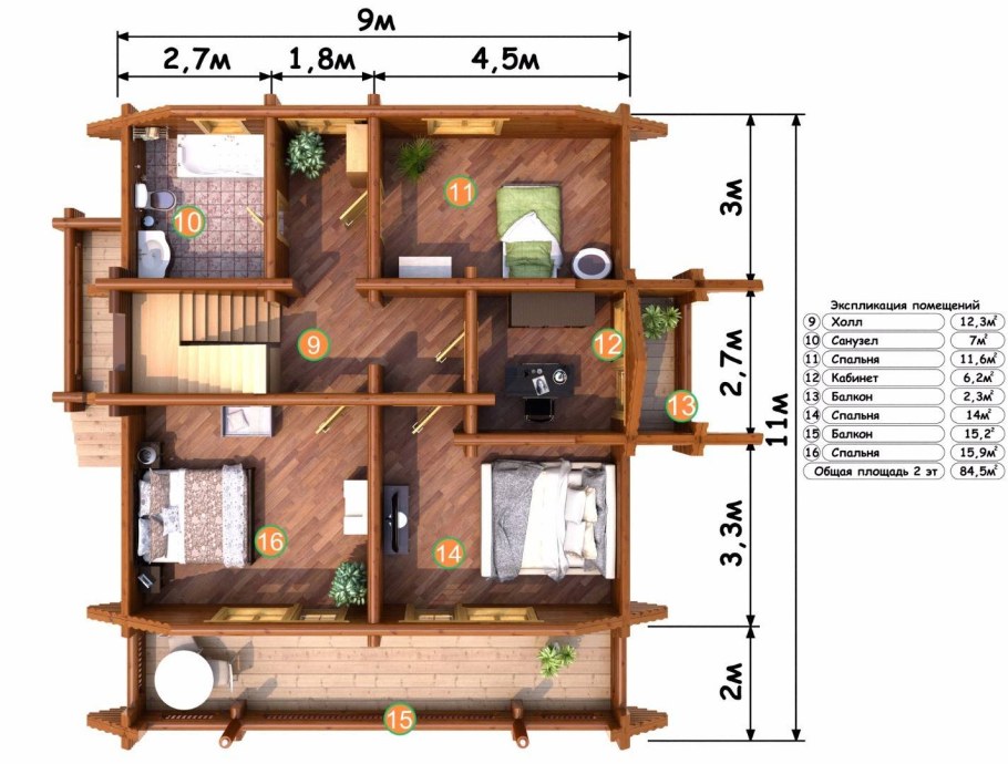 Дом из бревна планировка