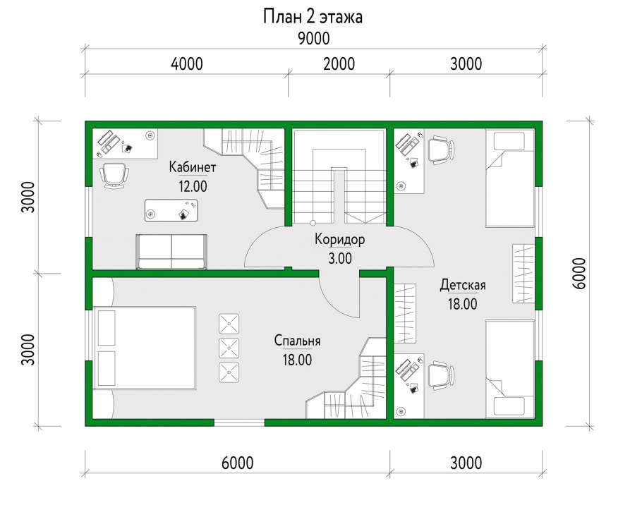 Планировка коттеджа 6х8