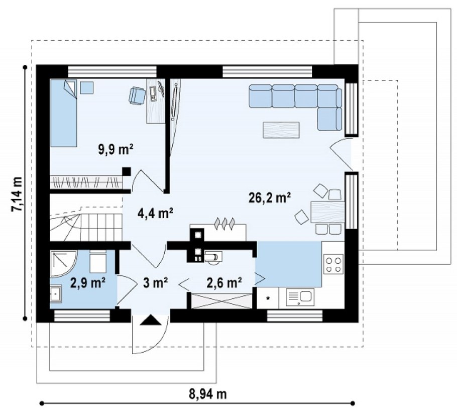 Дом с мансардой 100 кв.м план