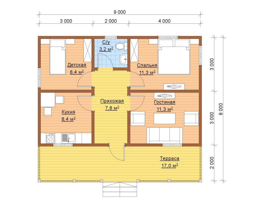 Каркасный дом 9х9 одноэтажный проекты