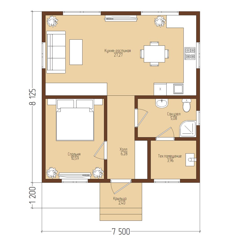 Планировка дома 120м одноэтажный