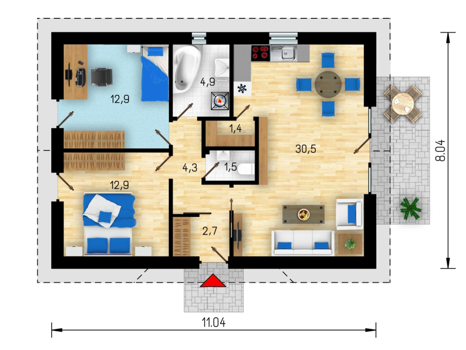 Проекты одноэтажных домов бунгало
