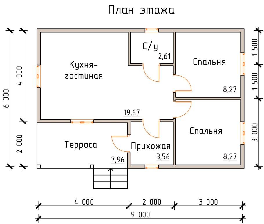 Проекты одноэтажных домов 9х9 из пеноблоков