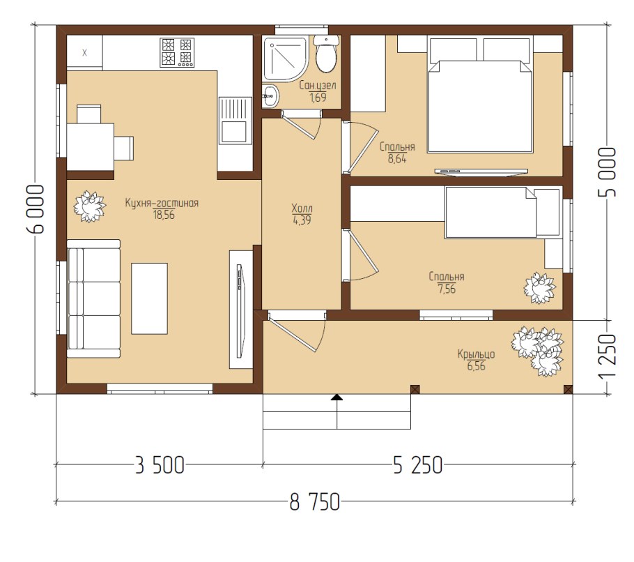 Планировка дома 75м2 одноэтажного