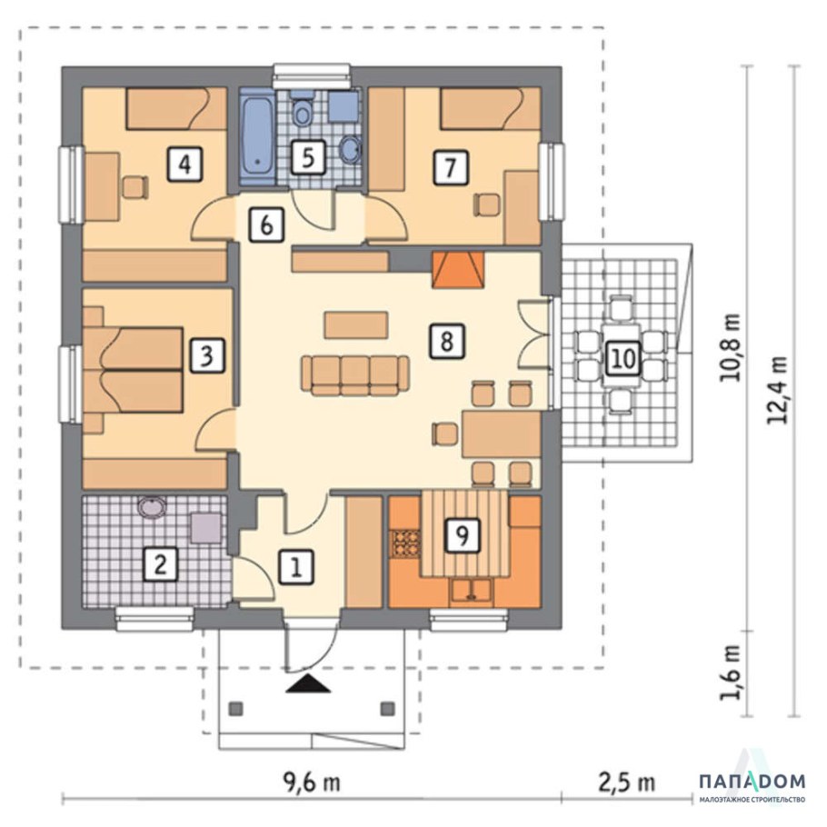 Планировка дома 75м2 одноэтажного