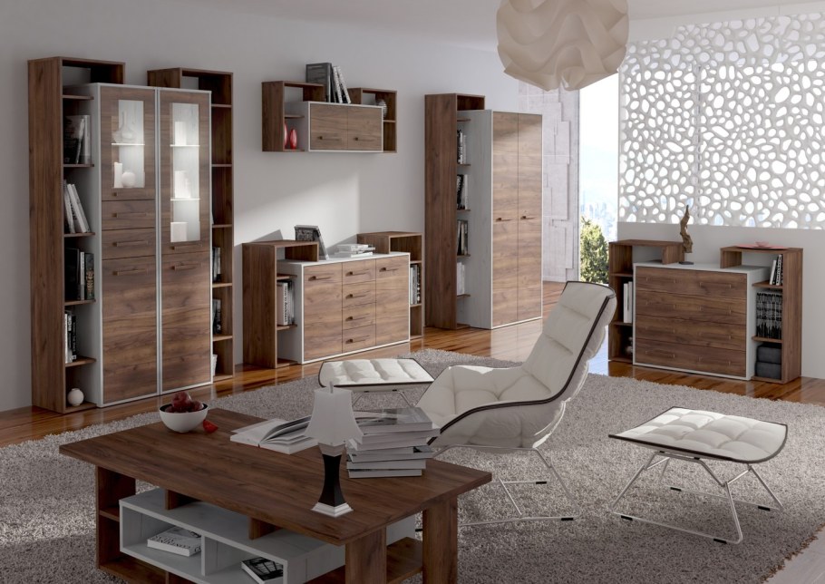 Интерьер гостиной цвет дуб табак