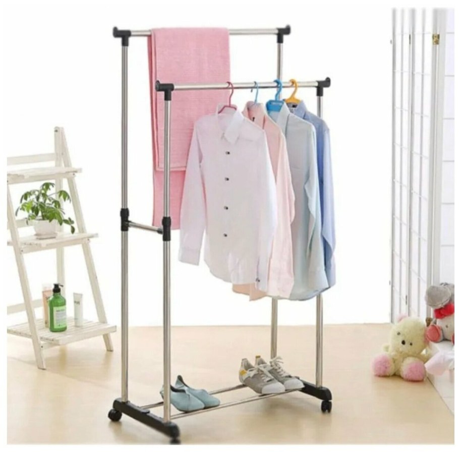 Напольная передвижная стойка для одежды Single-Pole Telescopic clothes Rack