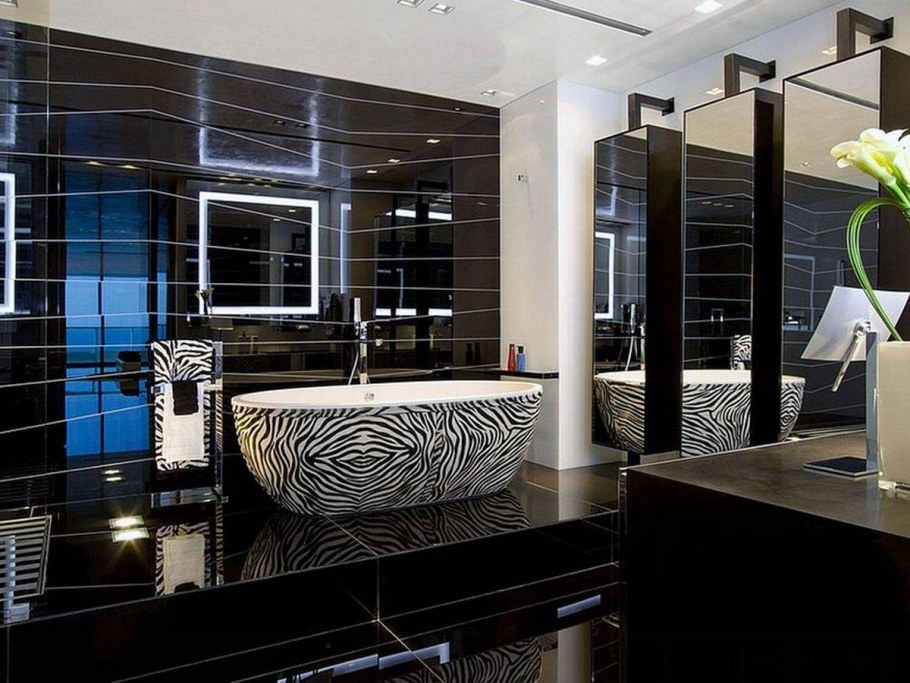 Интерьер ванной в черном цвете