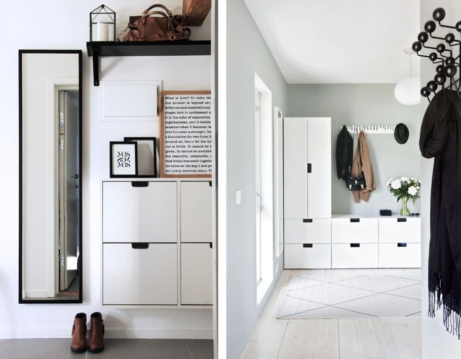 Шкаф в прихожей с консолью над дверью