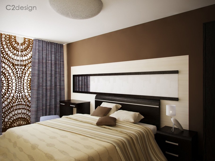 Спальня молочно коричневая