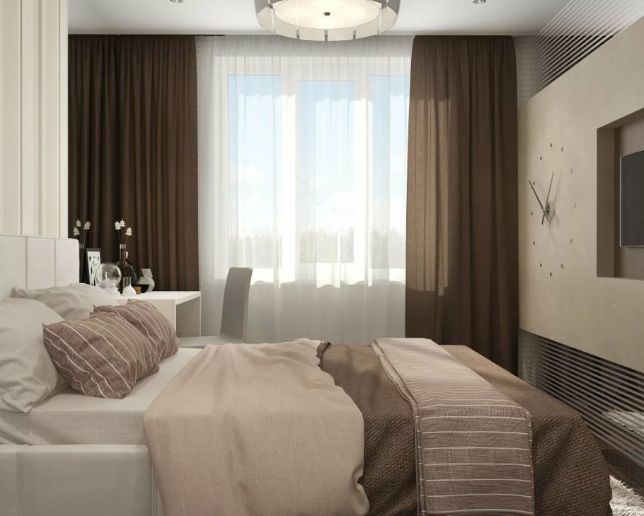 Спальня в бежево коричневом цвете