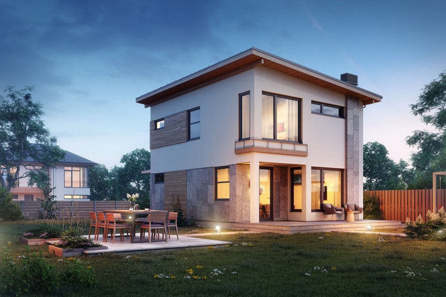 Дом 150 кв м 2 этажа с односкатной крышей