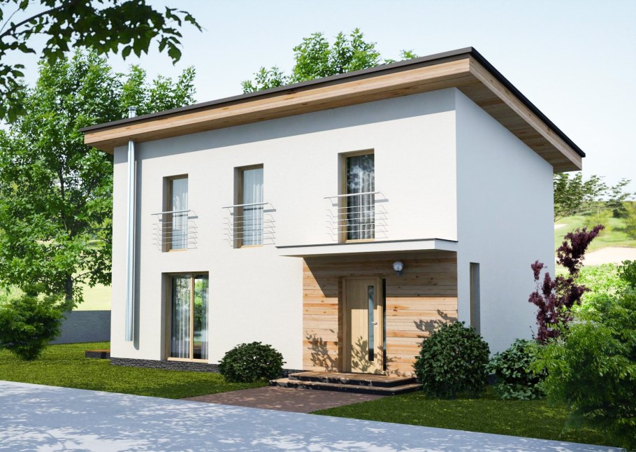 Прямоугольный двухэтажный дом